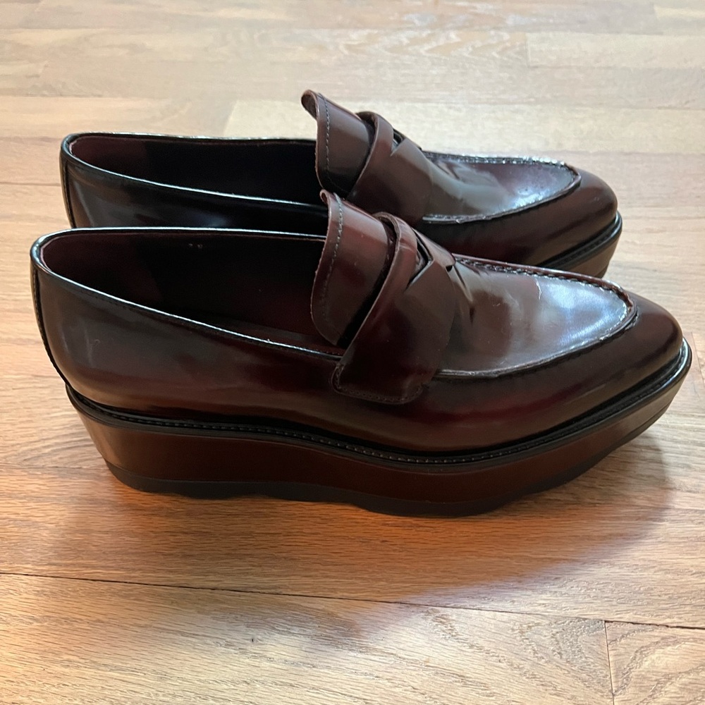 Prada Platform Penny Oxford burgundy size 38